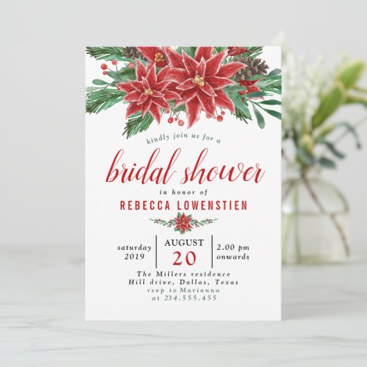 Red Poinsettia kerstVrijgezellenfeest Kaart (Staand voorkant)