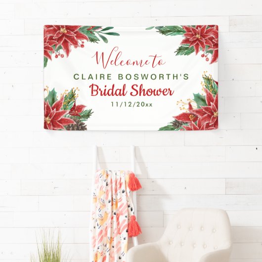 Red Poinsettia kerstVrijgezellenfeest Spandoek (Insitu)