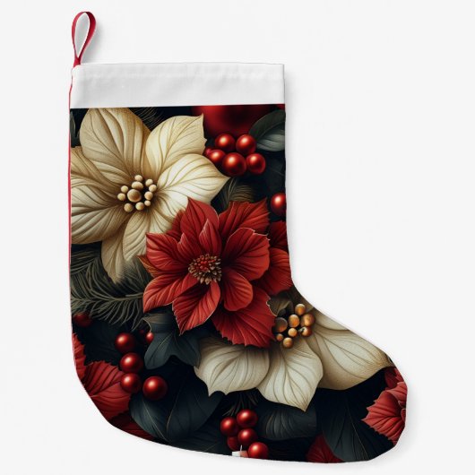 Red Poinsettia Kleine Kerstsok (Voorkant)