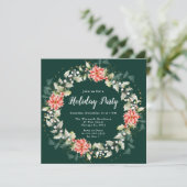 Red Poinsettia krans feestdag Kaart (Staand voorkant)