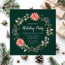Red Poinsettia krans feestdag Kaart