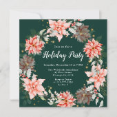 Red Poinsettia krans feestdag Kaart (Voorkant)