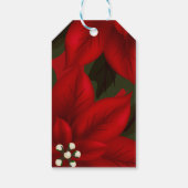 Red Poinsettia Label met kerstcadeaus Cadeaulabel (Achterkant)