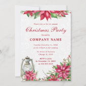 Red Poinsettia & Lantern Corporate Kerstmis Kaart (Voorkant)