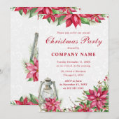 Red Poinsettia & Lantern Corporate Kerstmis Kaart (Voorkant / Achterkant)