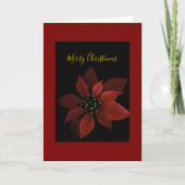 Red Poinsettia Merry Christmas  Kaart (Voorkant)