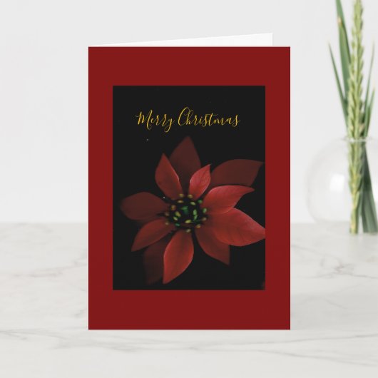 Red Poinsettia Merry Christmas  Kaart (Voorkant)