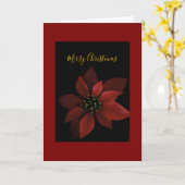 Red Poinsettia Merry Christmas  Kaart (Gele Bloem)