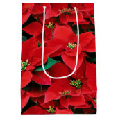 Red Poinsettia Merry Christmas Medium Cadeauzakje (Achterkant)