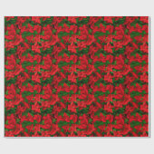 Red Poinsettia Merry Happy-feestdag Cadeaupapier (Vlak)