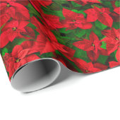 Red Poinsettia Merry Happy-feestdag Cadeaupapier (Rol Hoek)