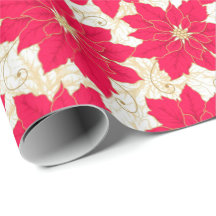 Red Poinsettia met gouden zwuiten Groeten van het 