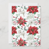 Red Poinsettia, Mistletoe, Berries kerstfeest Kaart (Achterkant)