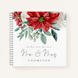 Red Poinsettia New Mr Mrs Guest Book Notitieboek