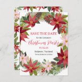 Red Poinsettia | Opslaan van de kerstfeestdag Aankondigingskaart (Voorkant / Achterkant)