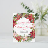 Red Poinsettia | Opslaan van de kerstfeestdag Aankondigingskaart (Staand voorkant)