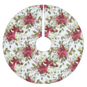 Red Poinsettia Pattern op White Kerstboom Rok (Voorkant)