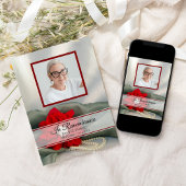 Red Poinsettia Pearls Death Jubileum Memorial Kaart