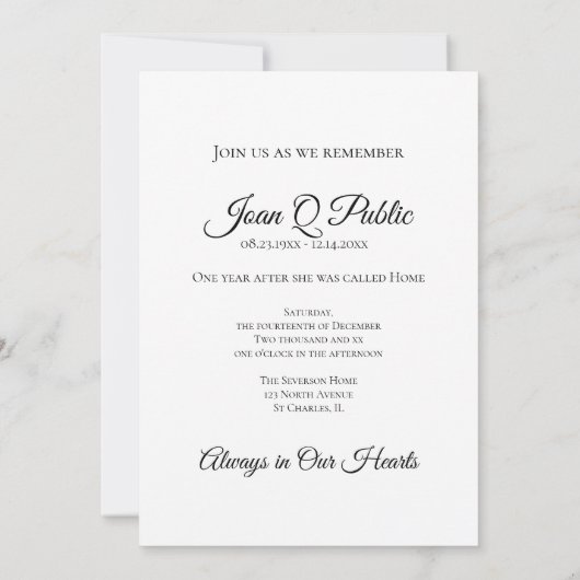 Red Poinsettia Pearls Death Jubileum Memorial Kaart (Achterkant)