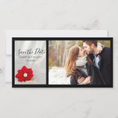 Red Poinsettia Pearls Winter Wedding Save the Date (Voorkant)