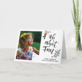 Red Poinsettia Pine Bough Fun Script OH What Fun Feestdagen Kaart (Voorkant)