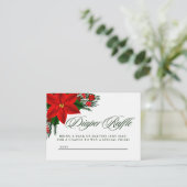 Red Poinsettia Pine Greenery Baby Diaper Raffle Informatiekaartje (Staand voorkant)