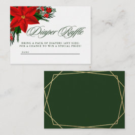 Red Poinsettia Pine Greenery Baby Diaper Raffle Informatiekaartje