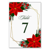 Red Poinsettia Pine Greenery kerstbruiloft Kaart (Achterkant)