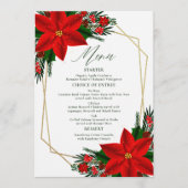 Red Poinsettia Pine Greenery Tree blaast kerst Menu (Voorkant)