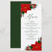 Red Poinsettia Pine Greenery Tree blaast kerst Menu (Voorkant / Achterkant)