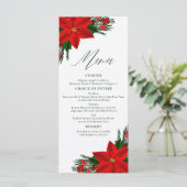 Red Poinsettia Pine Greenery Tree blaast kerst Menu (Staand voorkant)