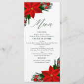 Red Poinsettia Pine Greenery Tree blaast kerst Menu (Voorkant)