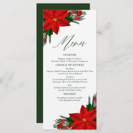 Red Poinsettia Pine Greenery Tree blaast kerst Menu