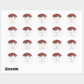 Red Poinsettia Pine Greenery Wedding Bedankt Ronde Sticker (Vel)