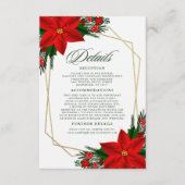 Red Poinsettia Pine Greenery Wedding Details Informatiekaartje (Voorkant)