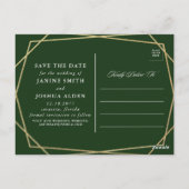 Red Poinsettia Pine Greenery Wedding Save the Date Briefkaart (Achterkant)