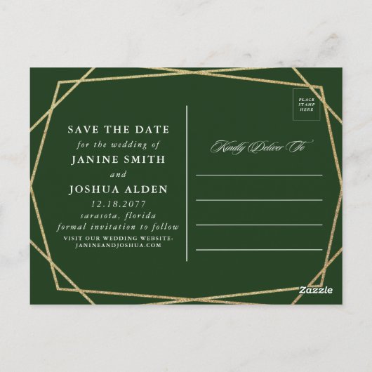 Red Poinsettia Pine Greenery Wedding Save the Date Briefkaart (Achterkant)