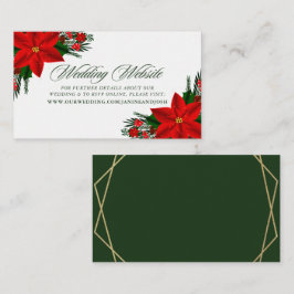 Red Poinsettia Pine Greenery Wedding Website Informatiekaartje