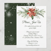 Red Poinsettia Pine Snowflakes kerstfeest Inv Kaart (Voorkant / Achterkant)