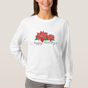 Red Poinsettia Prettige feestdagen T-shirt