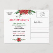 Red Poinsettia Red de datum van het kerstfeest Aankondigingskaart (Achterkant)