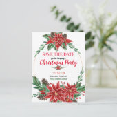 Red Poinsettia Red de datum van het kerstfeest Aankondigingskaart (Staand voorkant)
