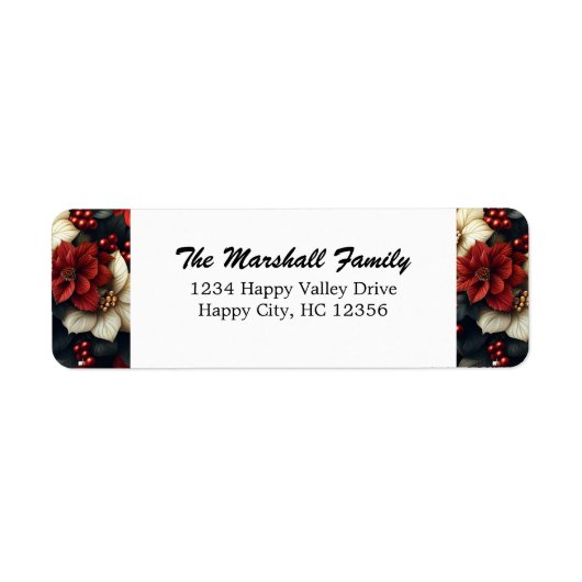 Red Poinsettia Return Address Etiket (Voorkant)
