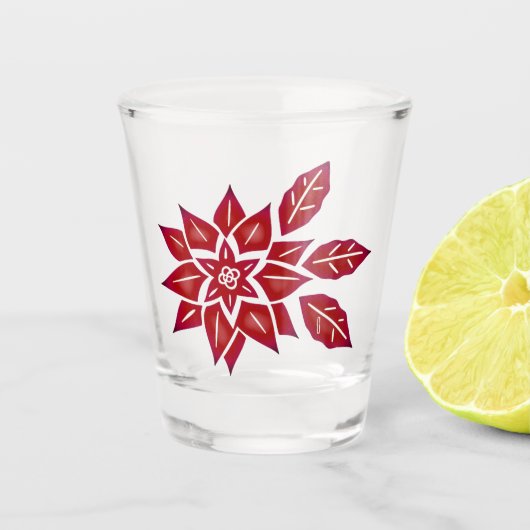 Red Poinsettia Shot Glas (Voorkant)