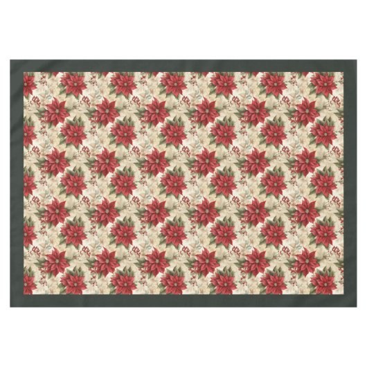 Red Poinsettia Tablecloth Classic Holiday Decor Tafelkleed (Voorkant (Horizontaal))