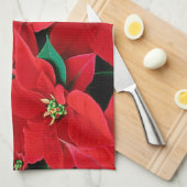 Red Poinsettia Theedoek (Quarter Fold)