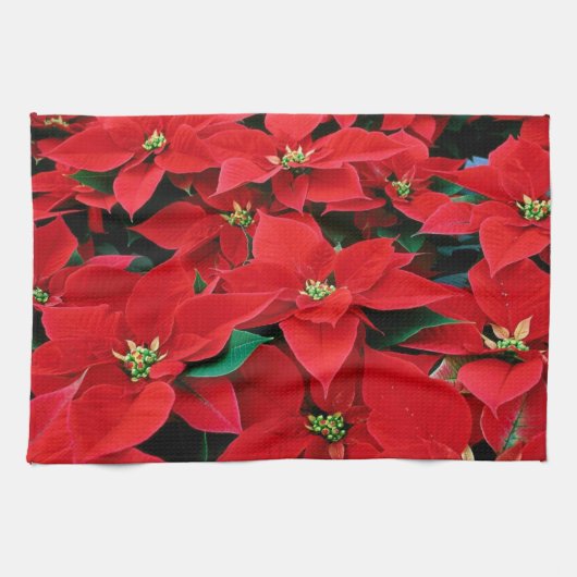 Red Poinsettia Theedoek (Horizontaal)