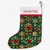 Red Poinsettia Tropical Christmas Pattern Kleine Kerstsok (Achterkant)