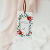 Red Poinsettia Vakantie Bloemen Monogram Cadeaulabel