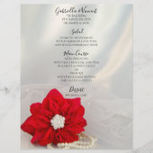 Red Poinsettia White Pearls Winter Wedding Menu (Voorkant)